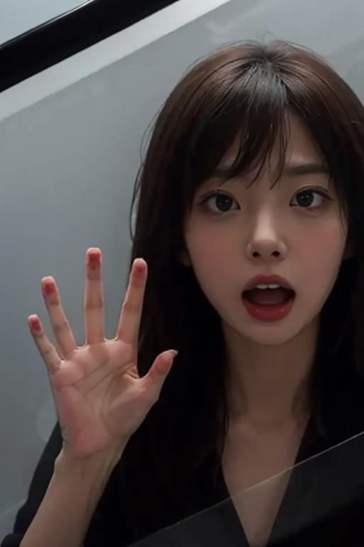 TT智能手机玻璃后面/关在手机屏幕里